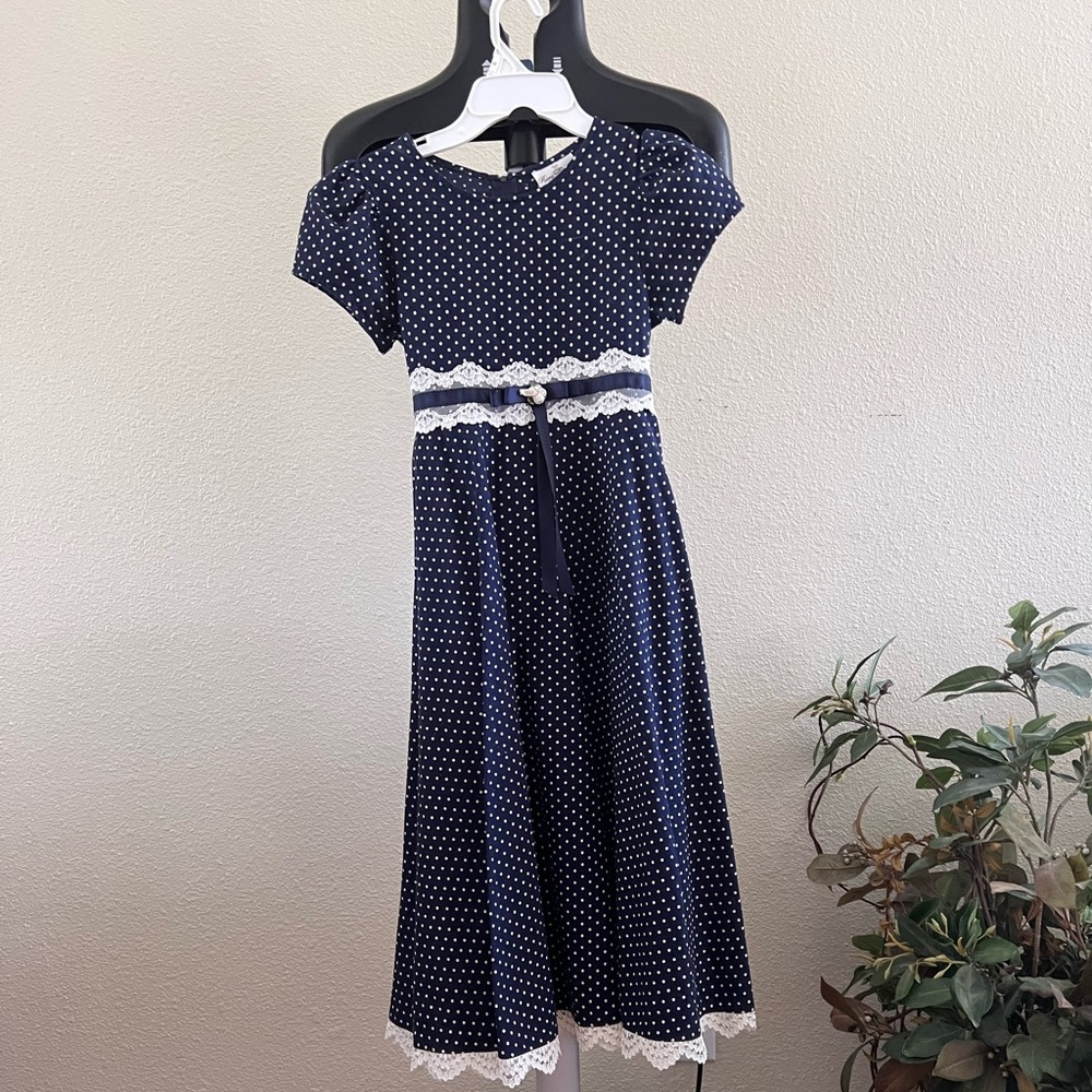 Blue polka dot dress, Size 10, Good condition